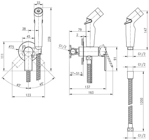 Смеситель встраиваемый Cersanit Brasko 64103 с гигиеническим душем