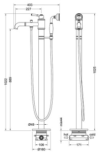 Смеситель для ванны Timo Arisa 5300/03Y-CR напольный