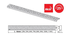 Решетка для душевого трапа AlcaPlast Buble-550L / 650L / 750L / 850L / 950L, 84.4 см