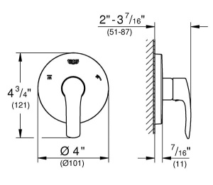 Переключатель режимов встраиваемый Grohe Eurosmart 19972002 (3 функции), хром