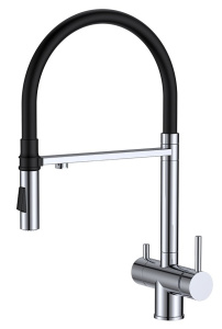 Комплект 2 в 1 кухонная мойка Roxen Gap 360270-74VB Vanta Black со смесителем Keit 500504CH-B, 74х42, vanta black