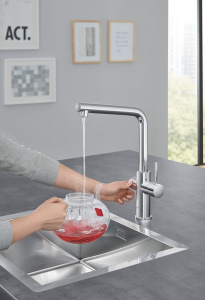 Смеситель для кухонной мойки Grohe Red Duo 30325001 / 30325DC1 в комплекте с бойлером, хром