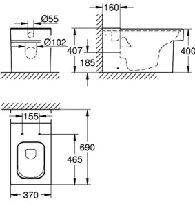 Напольный унитаз Grohe Cube Ceramic 3948400H безободковый, белый