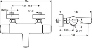 Смеситель для ванны Ideal Standard Ceratherm 100 A4623AA термостатический