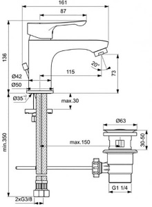 Набор смесителей Ideal Standard ALPHA 3 в 1 BD004AA