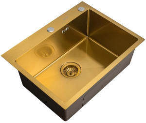 Кухонная мойка Arfeka Eco AR 60 Golden PVD Nano со смесителем и дозатором