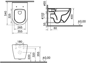 Подвесной унитаз Vitra Mia Round SmoothFlush 7510B003-0075+801-003-019