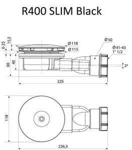 Сифон для душевого поддона Radaway R400B Slim black
