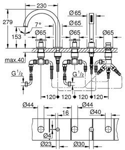 Смеситель на борт ванны Grohe Atrio New 19923AL3, темный графит матовый