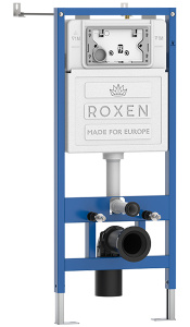 Комплект инсталляции Roxen StounFix Dual Fresh с креплениями, металлической кнопкой и унитазом Asten Readle Stella Tornado AR1065, золото брашированное