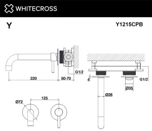 Смеситель встраиваемый Whitecross Y Y1215CPB для умывальника