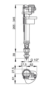 Впускной механизм AlcaPlast с нижней подводкой и металлической резьбой A18-1/2"-BL-01
