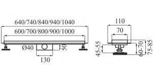 Душевой трап Calani Linea360 Chrom 60 / 70 / 90, 60 см