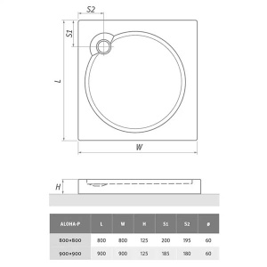 Душевой поддон Roth (Roltechnik) Project Sol Aloha-P, 90х90