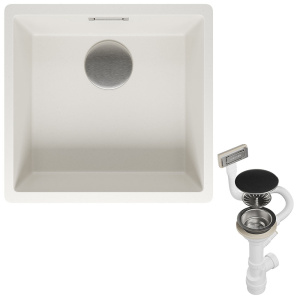 Комплект 2 в 1 кухонная мойка Roxen Gap 360270-44CW Cloud White со смесителем Keit 500504GM-GR