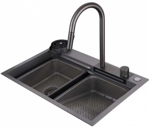 Кухонная мойка Abber Wasser Kreis AF2194NG с двумя коландерами и ринзером