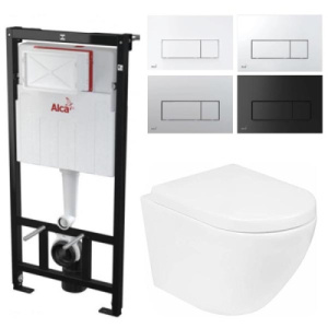 Комплект инсталляции AlcaPlast AM101/1120 Sadromodul с ароматизатором, кнопкой M570 / M571 / M572 / M578 и унитазом Roxen Antares Tornado 530185-02, белый