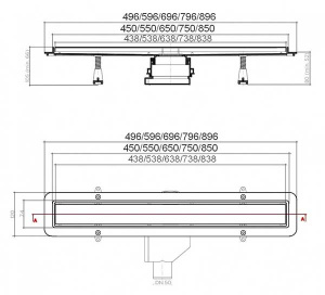 Душевой трап Pestan Confluo Primo Compact Line 450 / 550 / 650 / 750 / 850, 45 см