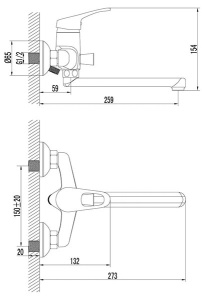 Смеситель для ванны Lemark Omega LM3110C