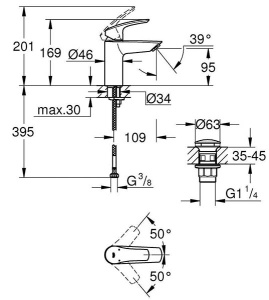Смеситель для умывальника Grohe Eurosmart 23922003