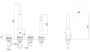 Смеситель на борт ванны Abber Wasser Kreis AF8113G на 4 отверстия