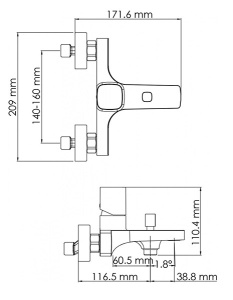 Смеситель для ванны WasserKraft Naab 8601