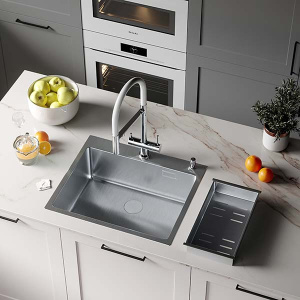 Кухонная мойка Roxen Simple 560220-50 в комплекте с измельчителем пищевых отходов Maunfeld, 50х48, измельчитель 380 Вт, сатин