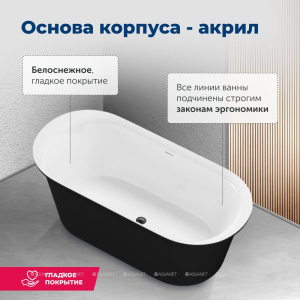 Акриловая ванна Aquanet Family Smart черный матовый, 170х75, черный матовый, белый матовый
