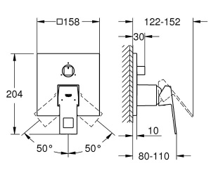 Смеситель встраиваемый Grohe Eurocube 24094AL0 наружная часть (3 функции), темный графит матовый
