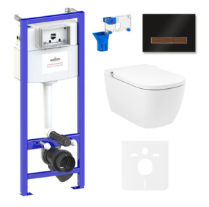 Комплект инсталляции 7 в 1 Lavinia Boho Relfix Smart V-Clean 87561136 / 87561137, черный, темное дерево