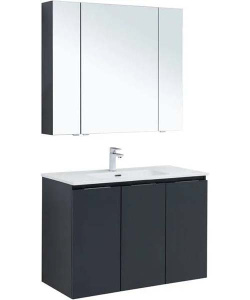Шкаф-зеркало Aquanet Алвита New 90 / 100 антрацит, 90х85, антрацит