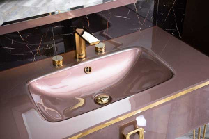 Смеситель для умывальника Boheme Venturo 150-G-DIAMOND Gold / 150-MG-DIAMOND Matt Gold, золото