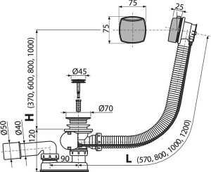 Сифон для ванны AlcaPlast A553K