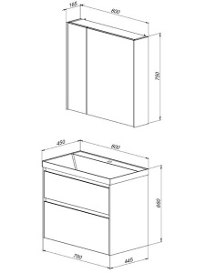 Комплект мебели Aquanet Гласс 80