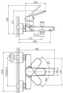 Смеситель для ванны Cersanit Flavis 64509