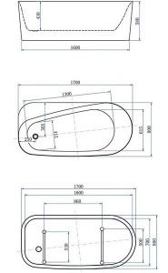 Акриловая ванна Allen Brau Priority 1 2.31001.20/BGM / 2.31001.21/BGM, 170х80, белый матовый, сине-серый