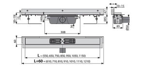 Душевой трап AlcaPlast Flexible Low APZ4 550 / 650 / 850 / 950, 55 см