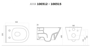 Подвесной унитаз Boheme Avva 972-B+976-B