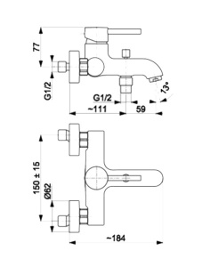 Смеситель для ванны Armatura Moza 5034-010-00