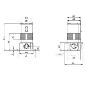 Смеситель встраиваемый Caprigo Adria-uno Metal Edition 02M-551-CRM (2 функции)