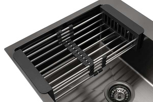 Кухонная мойка Arfeka Eco AR 45 Black со смесителем Japeto, коландером и дозатором
