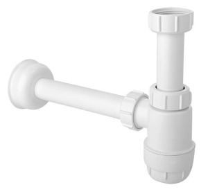 Сифон для умывальника McAlpine HC2-40 с донным клапаном c переливом Vivi Felice V - 4 bianco и гофрой