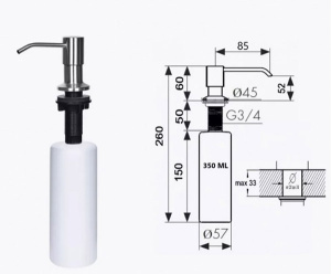 Кухонная мойка Wisent WS-36050D-114 с коландером и дозатором