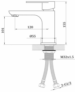 Смеситель для умывальника Ganzer GZ21011-C
