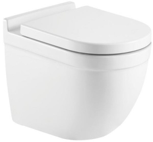 Подвесной унитаз CeramaLux 2198 безободковый (с крышкой Slim SoftClose), белый