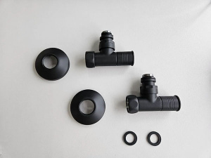 Комплект вентилей угловых колпачковых 3/4''х1/2" Г/Ш + отражатели черный