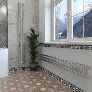 Полотенцесушитель Stinox Minori Design нижнее подключение, 17х180 3 секции 1, 2 дюйма, сталь зеркальная полировка