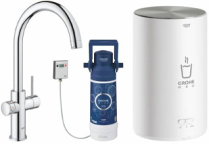Смеситель для кухонной мойки Grohe Red Duo 30083001 / 30083DC1 в комплекте с бойлером, хром