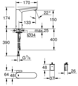 Смеситель для умывальника Grohe Eurosmart Cosmopolitan E 36422000 сенсорный