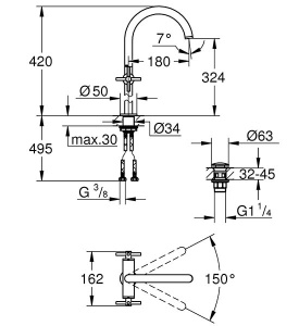 Смеситель для умывальника Grohe Atrio New 21044003